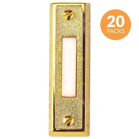 Newhouse Hardware Rectangular Lighted Wired Doorbell Push Button, Brass Finish, PK 20 BT2BL-20
